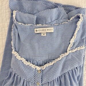 Eileen West Blue and White Striped nightgown